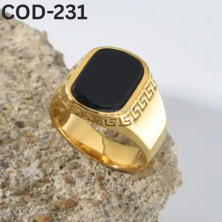 JP Italian Black Stone Finger Ring-COD-231